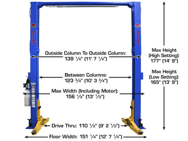 Atlas® Platinum PVL-9BP ALI Certified Base-Plate 2 Post Lift 9,000 lbs