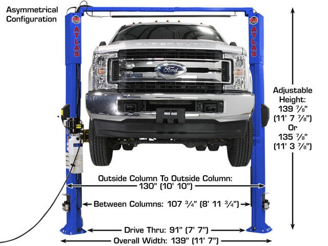 Atlas® Platinum PVL-10 ALI Certified Adj Height 2 Post Lift 10,000 lbs