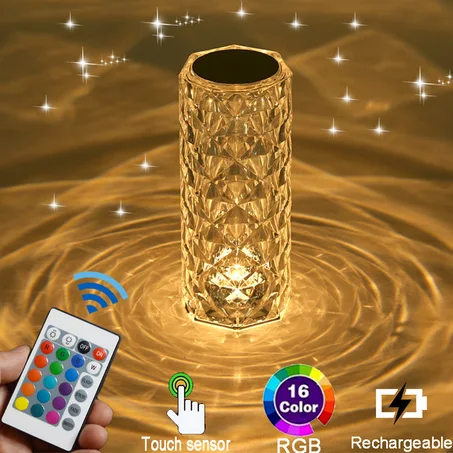 مصباح طاولة LED كريستال رومانسي