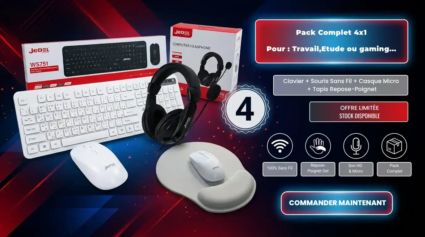 Pack Clavier Souris Casque Jedel + Tapis souris