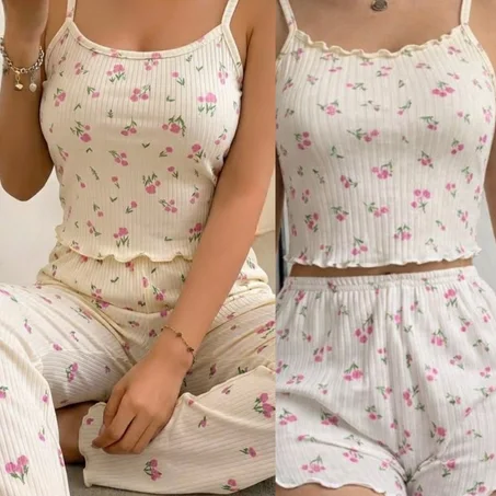 الباك الملكي: تشكيلة 3 بيجامات صيفية (جوج  3 قطع + وحدة 2 قطع) - عرض الهمزة+ توصيل مجاني!
