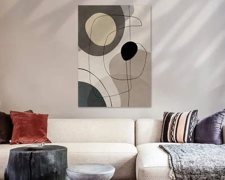 Art abstrait avec des formes et des lignes géométriques organiques