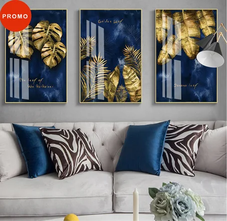 اللوحات  الفاخرة بالازرق واللون ذهبي