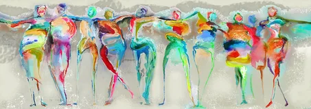 peinture de gens heureux