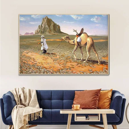 An expression of a traveling man with a camel