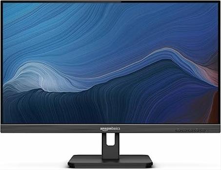 Monitor IPS Amazon Basics de 24 pulgadas, 75 Hz, con tecnología AOC, FHD 1080P, entrada HDMI, Display Port y VGA, compatible con VESA, altavoces integrados para oficina y hogar, color negro