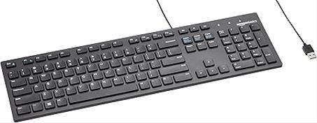 Teclado con cable Amazon Basics, tamaño completo, diseño QWERTY, negro