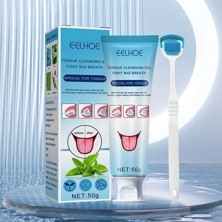 GEL LIMPIADOR LINGUAL EELHOE ¡COMBATE EL MAL ALIENTO DESDE LA RAÍZ!