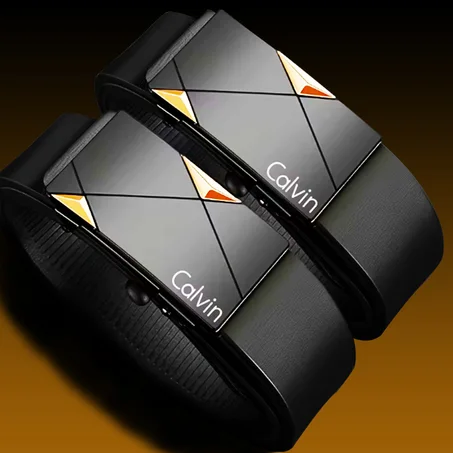 حزام رجالي جلد صناعي أنيق، بإبزيم أوتوماتيكي، مثالي للعمل والمناسبات اليومية والرسمية