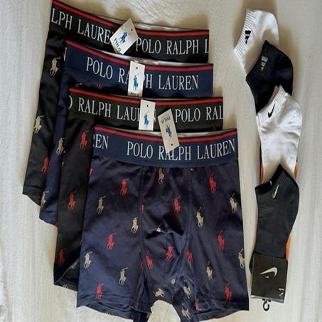 Pack Confort Coton – 4 Boxers Polo + 4 Chaussettes Nike & Adidas