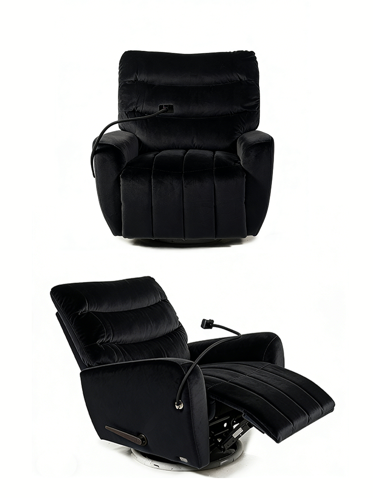 أريكة سينمائية منزلية كهربائية دوارة قابلة للإمالة مع حامل هاتف قابل للإزالة