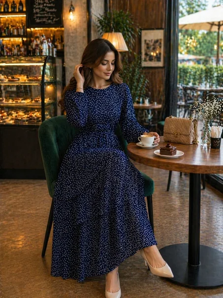 طقم أنيق ومحتشم (فستان موسلين + بلوزة) بإطلالة راقية 👗✨