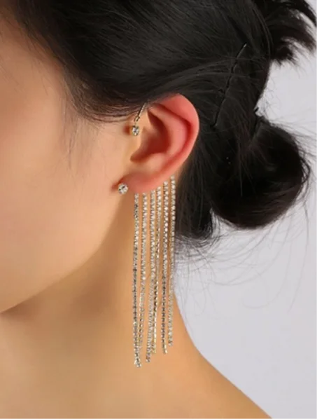 Rhinestone Tassel Decor Ear Climber