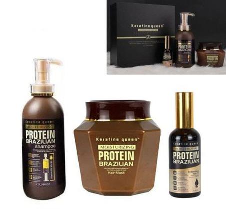 keratine queen بروتين شامبو برازيلي 500 مل + قناع للشعر 500 مل+ زيت للعناية بالشعر