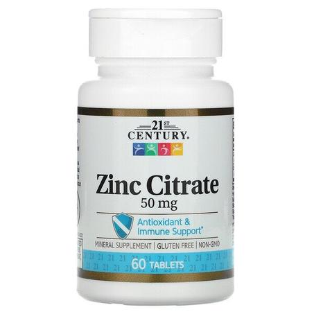 21st Century, Citrate de zinc, 50 mg, 60 comprimés