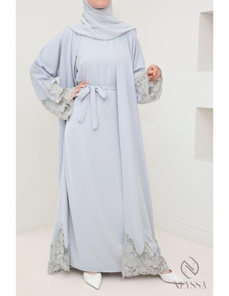 Abaya kimono Dubaï Almâa Gris clores