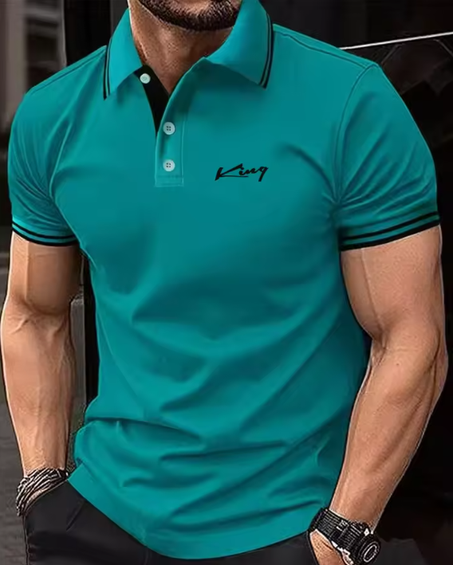 قميص بولو رجالي جديد من البوليستر بلون سادة، قميص بولو كلاسيكي بأكمام قصيرة، قميص بولو رجالي عالي الجودة، قميص بولو رجالي كاجوال للأعمال الاجتماعية