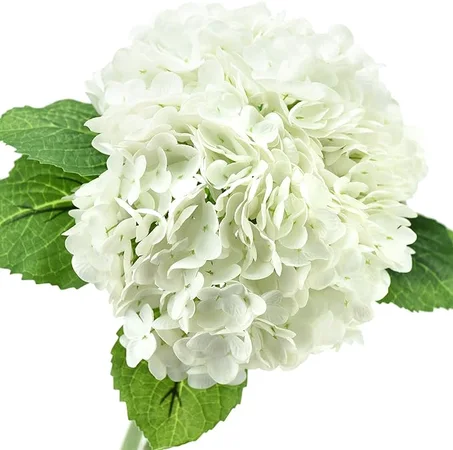 Hydrangea Flowers, 2 Large Long Stem Artificial Flowers for Floral Arrangements (Summer White)