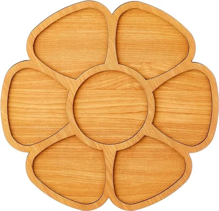 طبق خشبي مقسم - قطعة واحدة