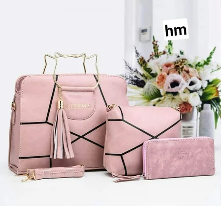 حقيبة يد نسائية " صناعة مغربية متقنة + 3 قطع + متعدد الألوان "