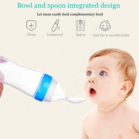 Biberón con cuchara de silicona para niño pequeño, botella para alimentar, alimentador con gotero, cubiertos, utensilios y accesorios de bebé y recién nacido
