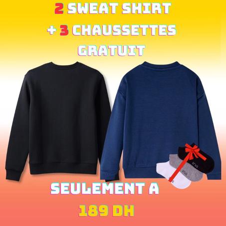 2 SWEAT-SHIRT بألوان متنوعة   + 3 جوارب  غير بـ189 درهم