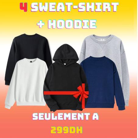 4 SWEAT-SHIRT  بأربع ألوان متنوعة   + HOODIE   غير بـ299 درهم