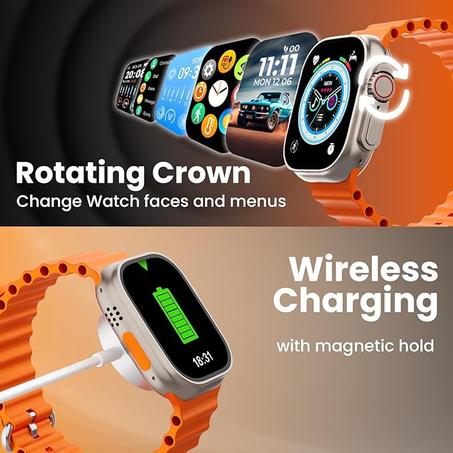 ساعة ذكية للرجال والنساء 7 سوار اضافي للشحن اللاسلكي تتبع اللياقة البدنية مع مراقب معدل ضربات القلب متتبع جودة النوم و مكالمات بلوتوث