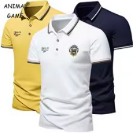 قميص بولو بأكمام قصيرة ومطرز للرجال ، تي شيرت كاجوال بطية صدر ، تي شيرت خفيف الوزن جيد التهوية ، بلوزة فاخرة ، صيف ، جديد