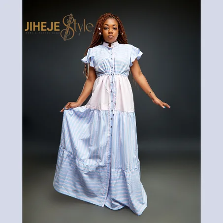 Robe mi-saison en pagne et tissu