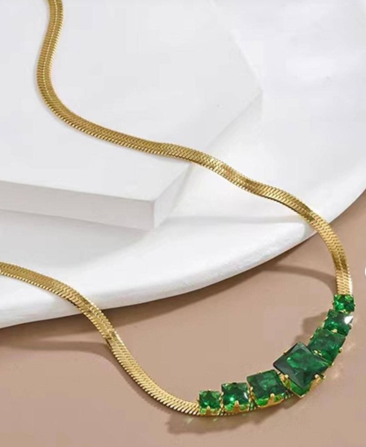 Collier Élégant Vert pour Femme
