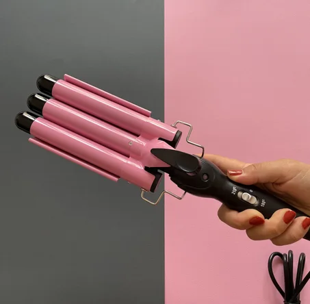 Fer à Boucler-3 têtes Barils wavy 22mm Fer à Friser Onduler Fer à Onduler Céramique Boucleur 3 tête avec Support en Métal Température