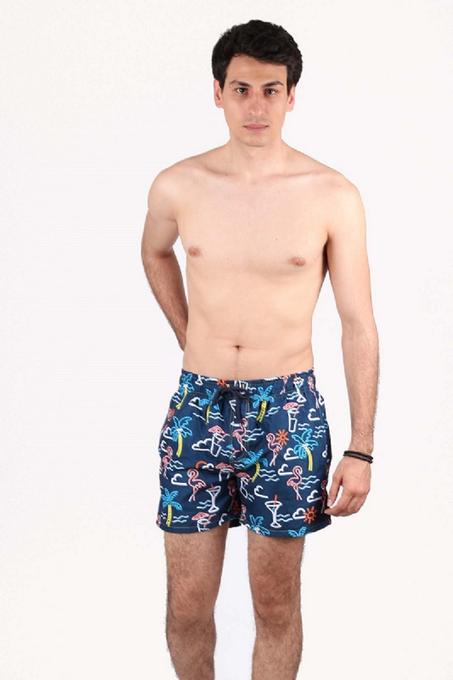 Short de plage - Homme - imprimé - Bleu marine