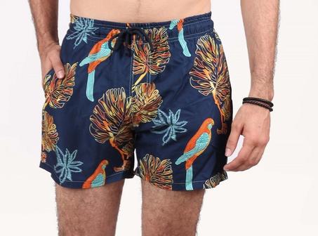 Short de plage - Homme -Bleu - Imprimé