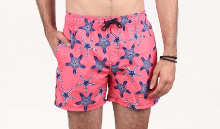 Short Plage - Homme - imprimé-Rose