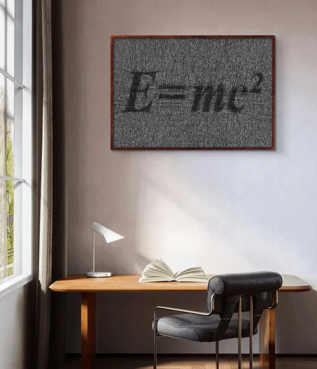 Cliquez sur l'image pour plus de détails ....String Art of "E=mc²"