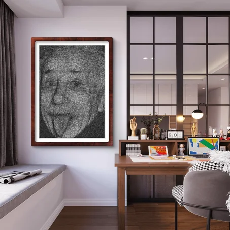 Cliquez sur l'image pour plus de détails... String Art Portrait of Einstein