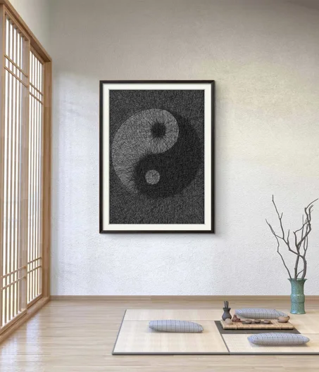 Cliquez sur l'image pour plus de détails ....string art of the Yin-Yang symbol