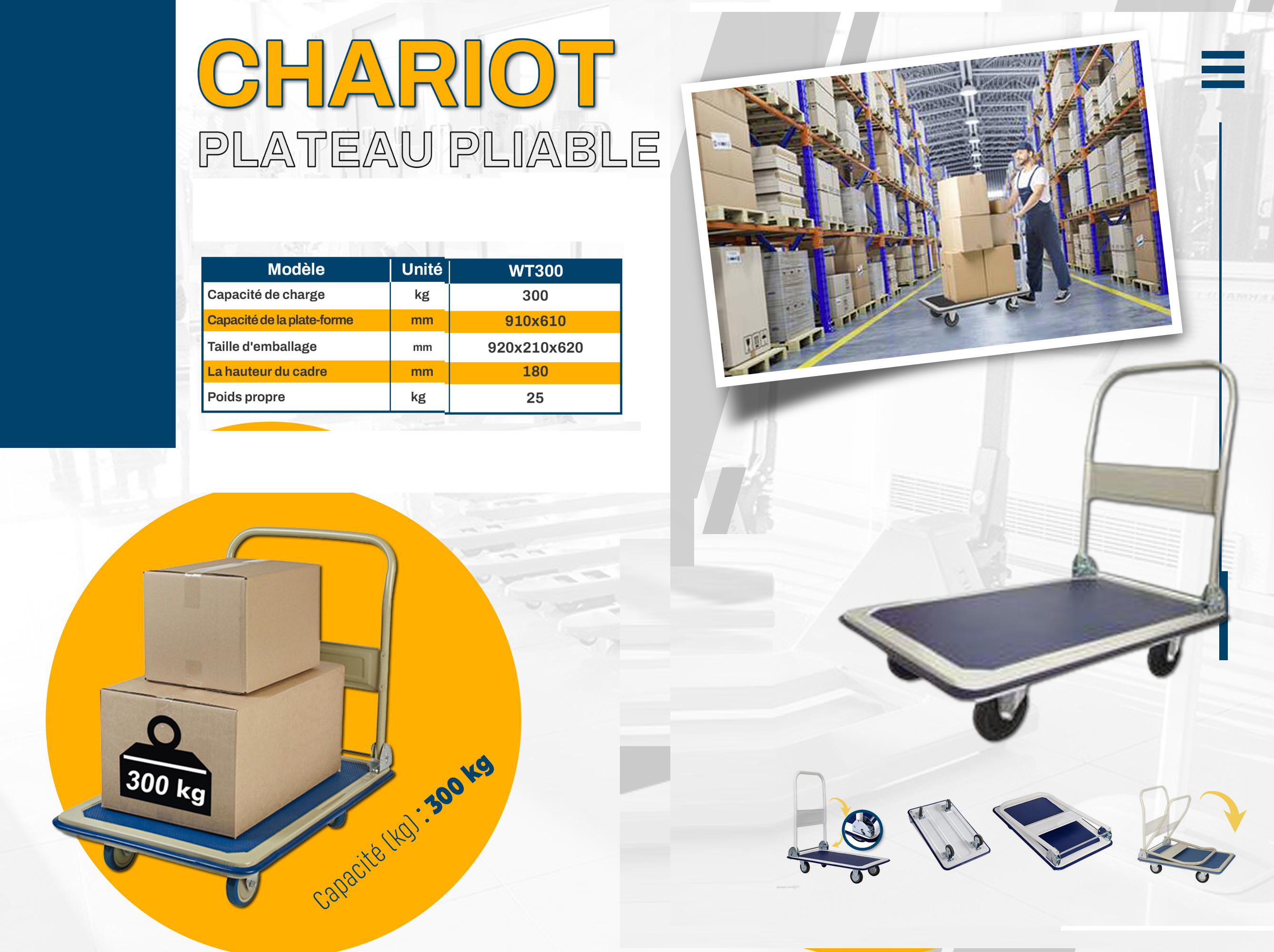 CHARIOT PLIABLE 300 KG