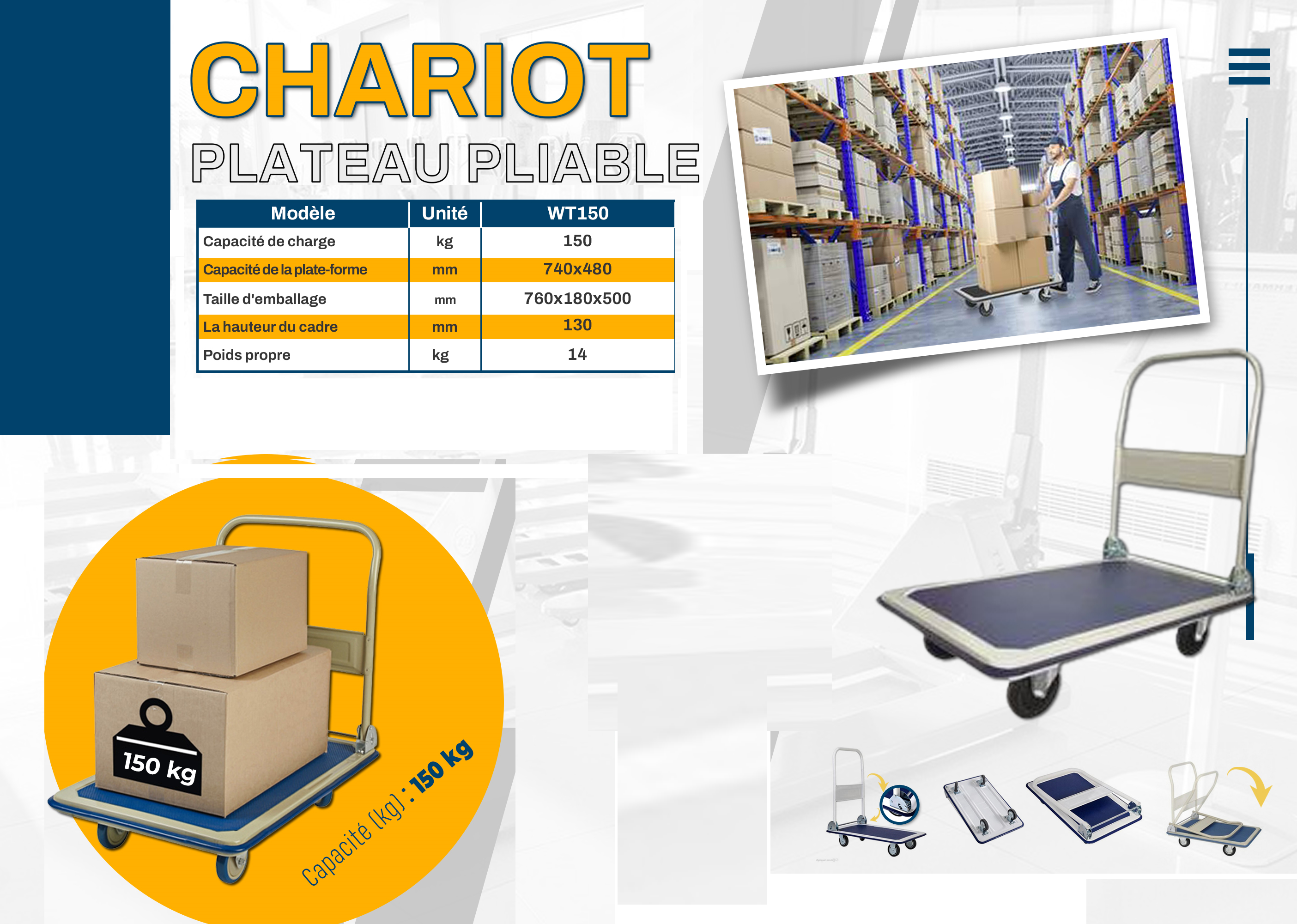 CHARIOT PLIABLE 150 KG
