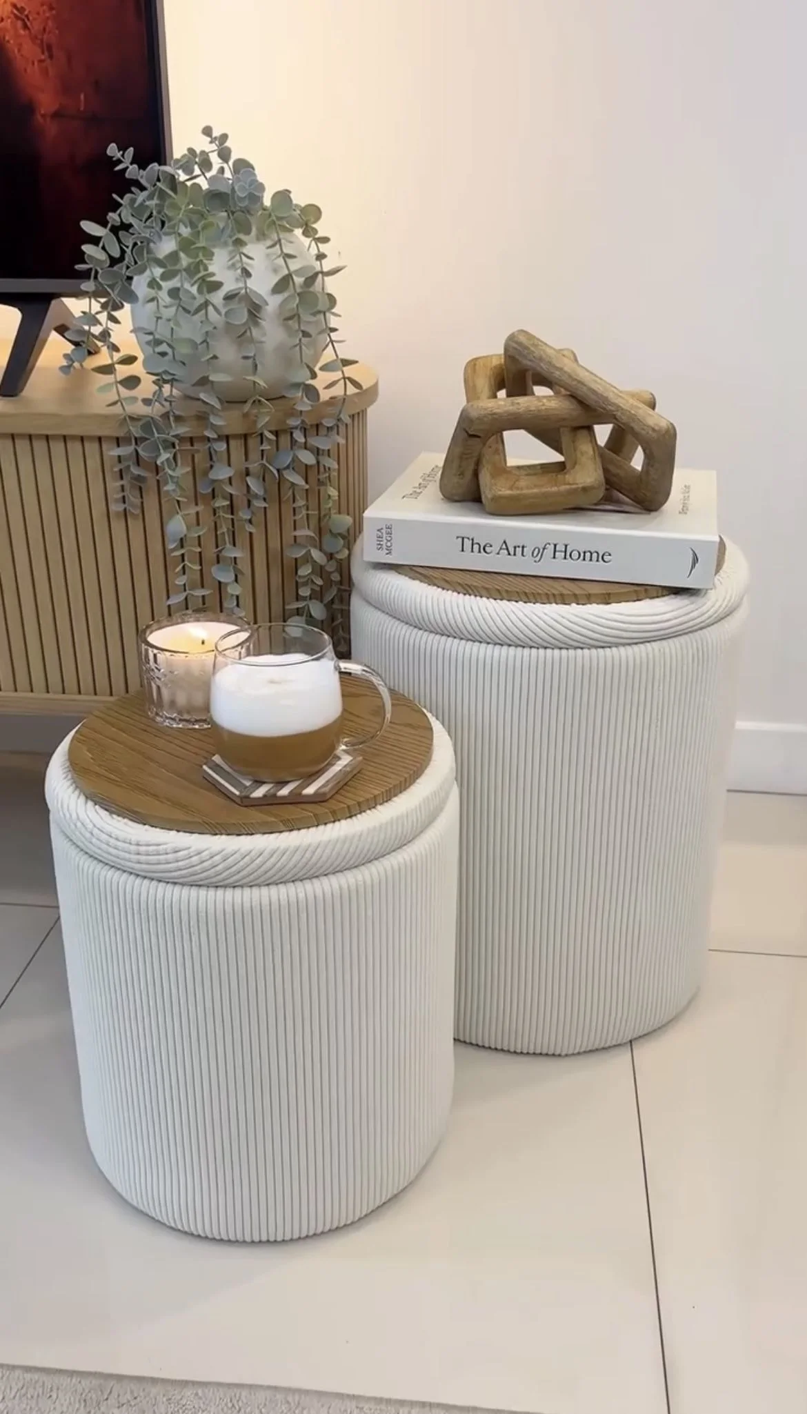 Le Duo de Poufs Coffres en Bouclette