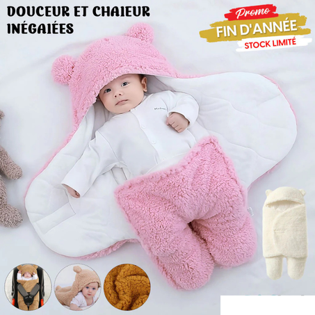 بطانية لفّ المولود بغطاء رأس قطني ناعم للأطفال