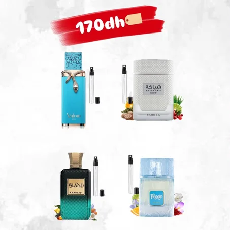 Pack decant 10ml   Vulcan Feu + Shiyaka Snow + Freeze + Island