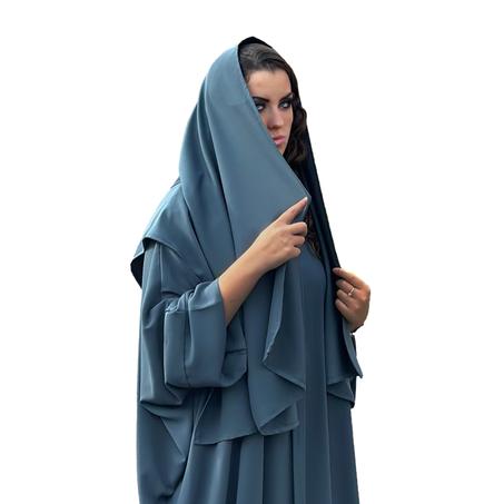 Abaya Bleu Avec Foulard