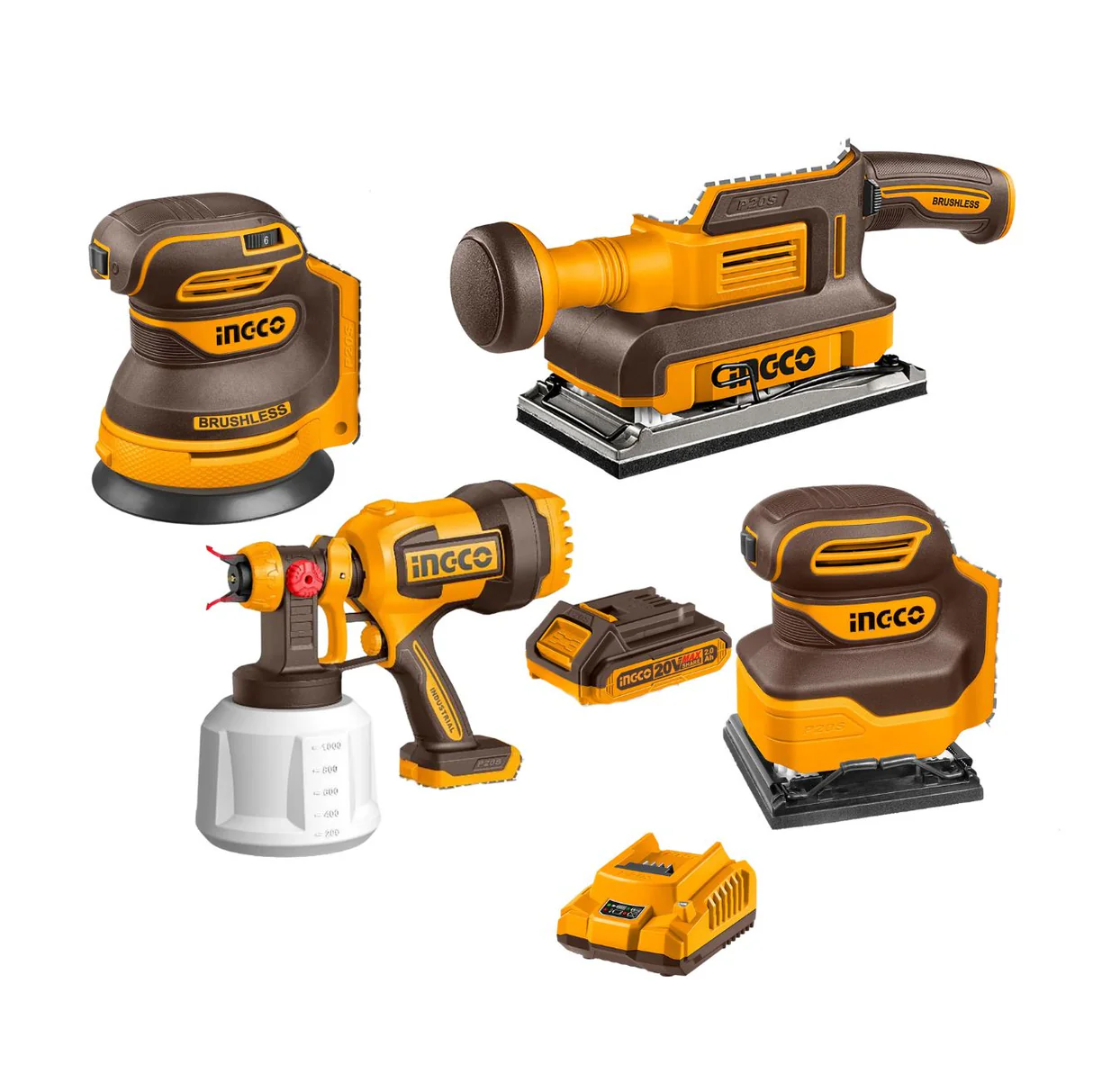 INGCO KIT COMBINÉ SANS FIL 4 PIÈCES [COSLI250383]
