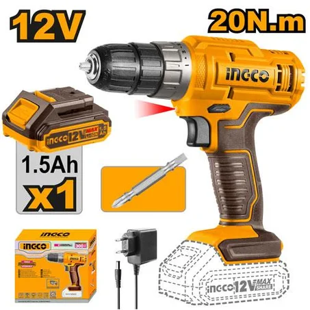 Perceuse Sans Fil 12V INGCO CDLI1218 | 20 Nm avec Batterie 1.5 Ah