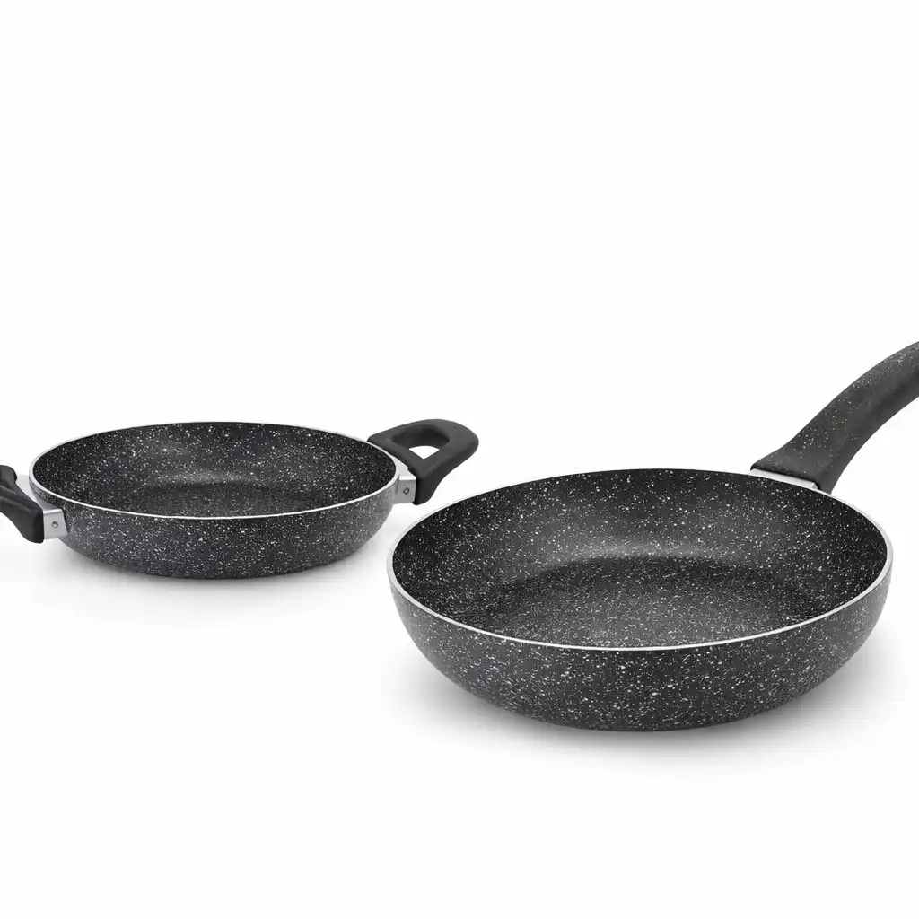 مجموعة مقالي HASCEVHER قطعتان 20 سم و26 سم – جرانيت عالي الجودة غير لاصق