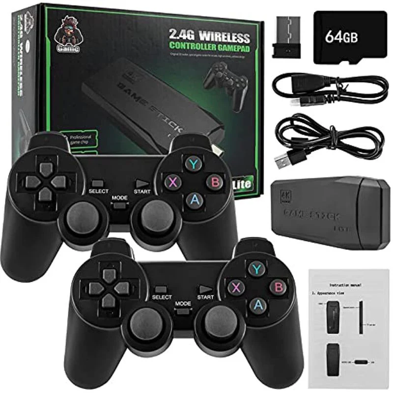 2.4G Wireless Controller Gamepad 64GB, HDMI 4K, et 10000 jeux inclus!