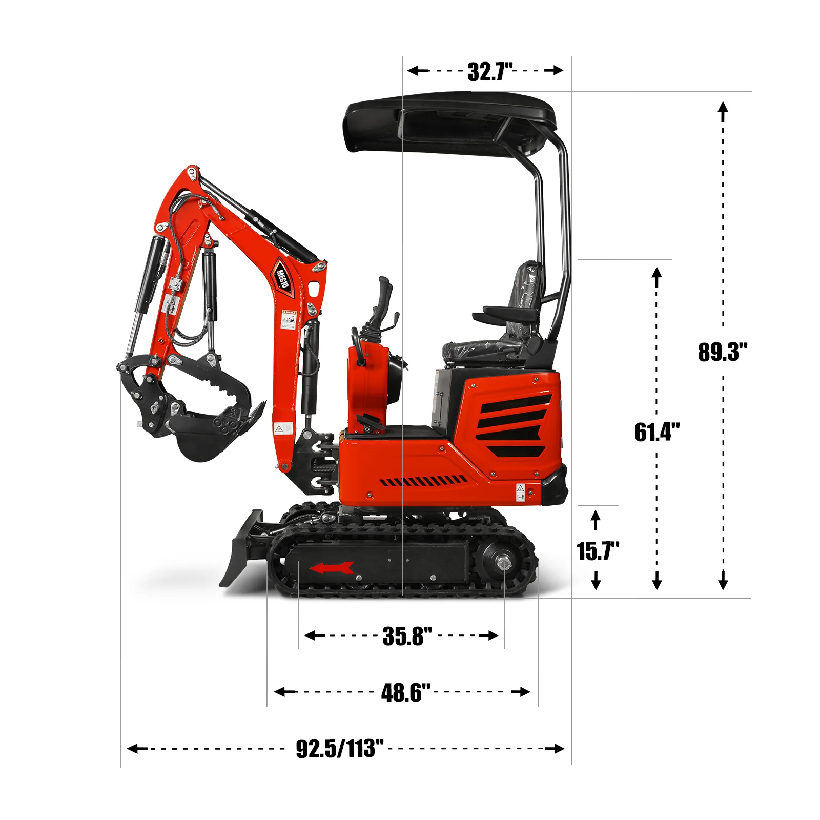 Mini Compact Excavator HONDA GX390 Engine, 65.7” Max. Digging Depth, 2100 LBS Operating Weight, MEC10 5.0 (18 reviews)