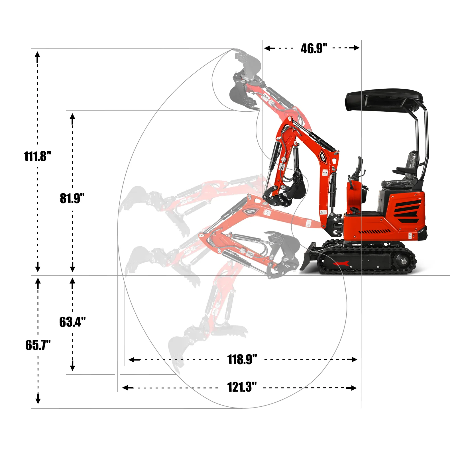 Mini Compact Excavator HONDA GX390 Engine, 65.7” Max. Digging Depth, 2100 LBS Operating Weight, MEC10 5.0 (18 reviews)